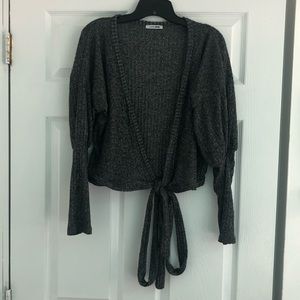 Fashion Nova Ribbed Tie Longer Cropped Sweater